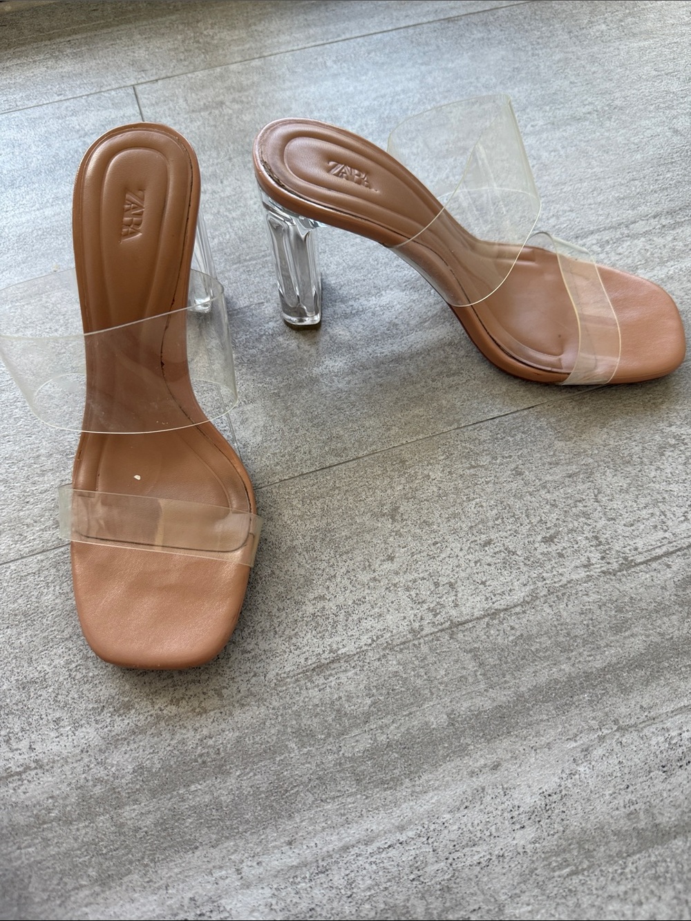 Clear and tan block heel sandals size 5 | going out, special occasion, y2k - Picture 6 of 7